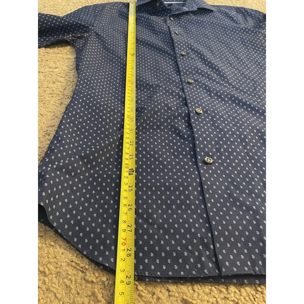 Banana Republic Grant Fit Long Sleeve Button Up Shirt Blue Geometric Small JBHS